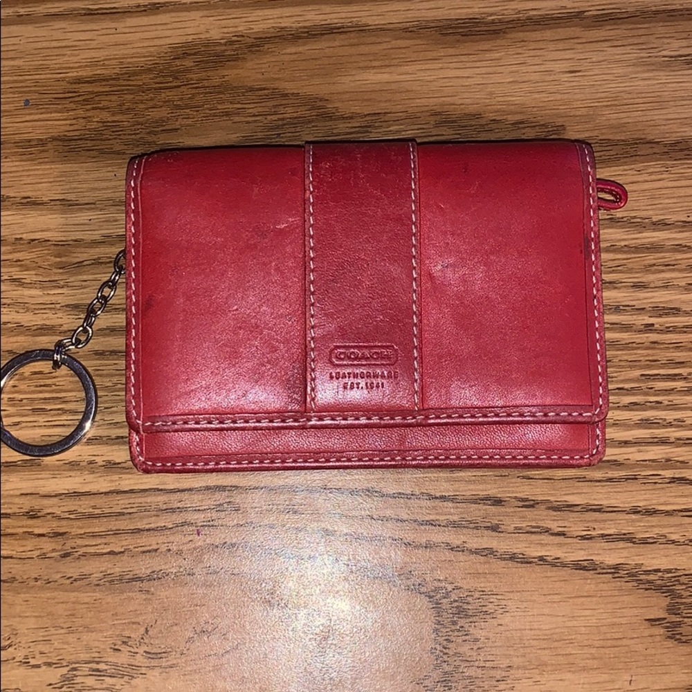 Coach vintage red wallet with keychain